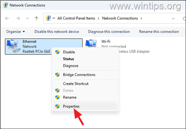 propiedades Propiedades de conexión de red