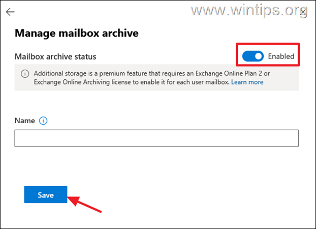 Habilitar el archivo del buzón Habilitar el archivo del buzón