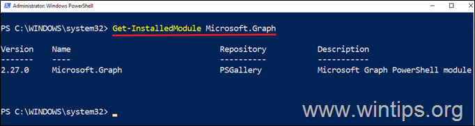Verificar el gráfico de Microsoft Verificar la instalación del módulo de gráfico de Microsoft