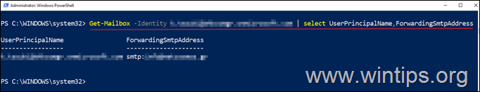 correo electrónico-powershell Verifique el reenvío de correo electrónico en PowerShell