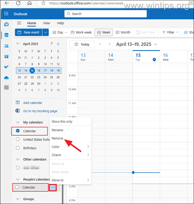 eliminar el calendario SEX: no tiene permiso para compartir su calendario con el usuario
