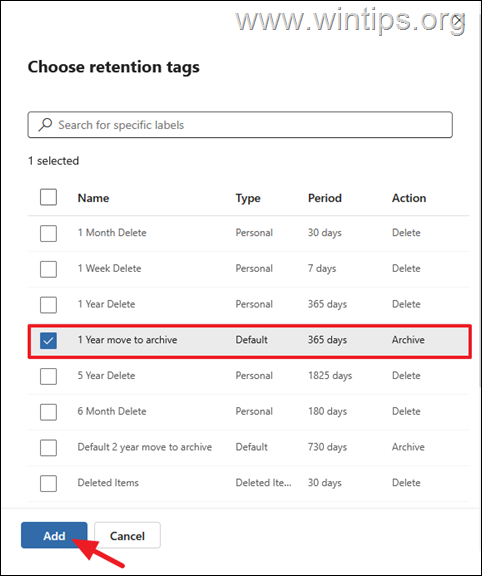 Cómo una nueva política de archivo en Microsoft 365