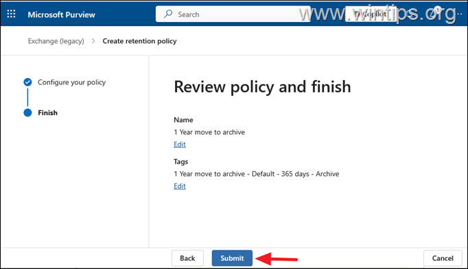 Cómo crear una política de archivo en línea de Exchange 