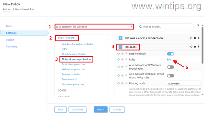 Bloquear puerto en Firewall mediante ESET PROTECT