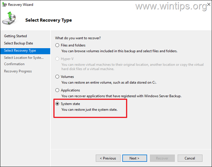 Restaurar el estado del sistema Restaurar el estado del sistema AD desde la copia de seguridad.