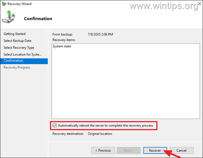 restauración de anuncios restaurar directorio activo
