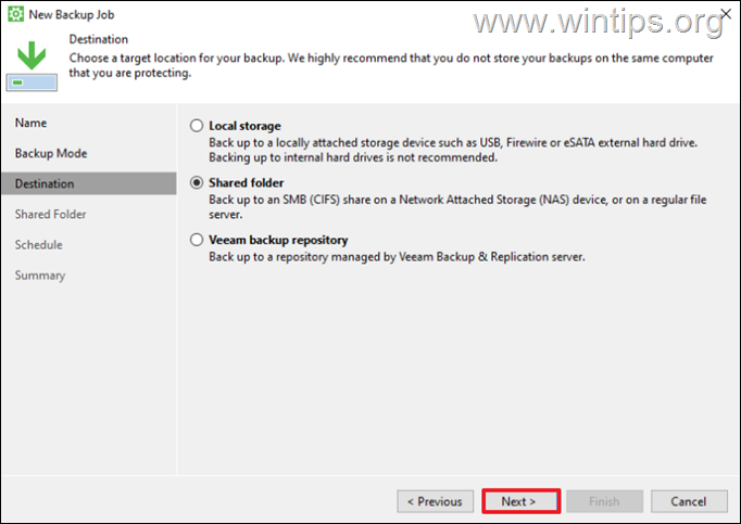 Copia de seguridad de Veeam para Windows Veeam Agent para Windows: copia de seguridad en carpeta compartida
