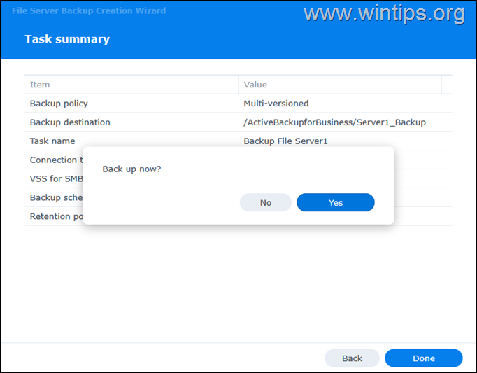 hacer una copia de seguridad de Synology servidor de archivos de copia de seguridad en Synology