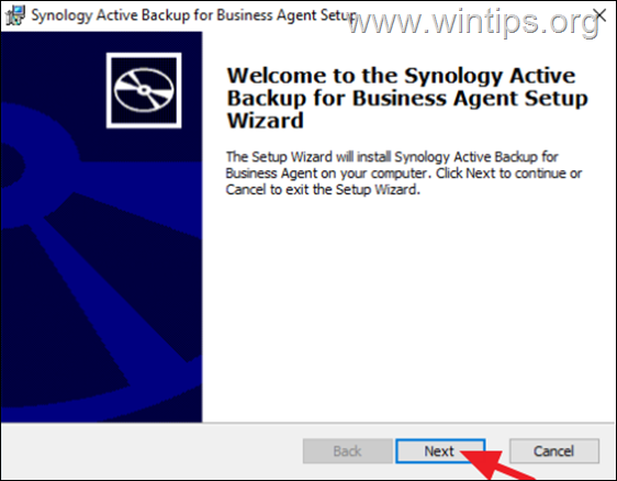 Instale Synology Active Backup para Business Agent.