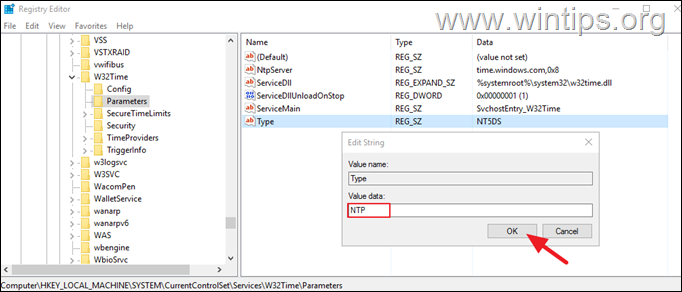 Configure el servidor NTP en PDC a través del Registro.