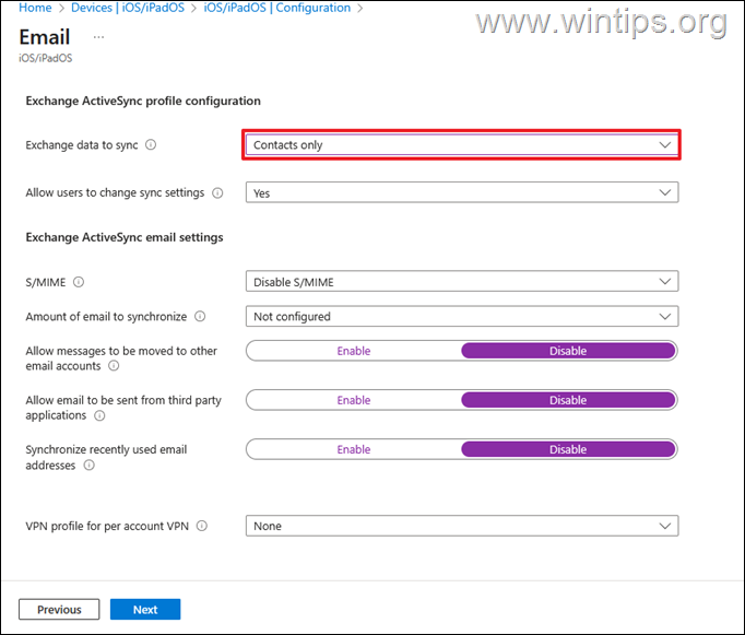 Sincronice los contactos de Microsoft Outlook con Iphone usando Exchange ActiveSync