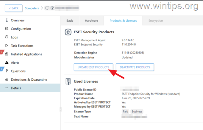 Actualizar el agente de administración de ESET