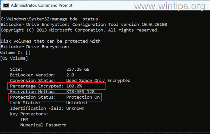 Verifique el estado de cifrado de la unidad BitLocker 