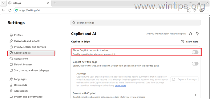 borde copiloto Eliminar el icono de Copilot en EDGE
