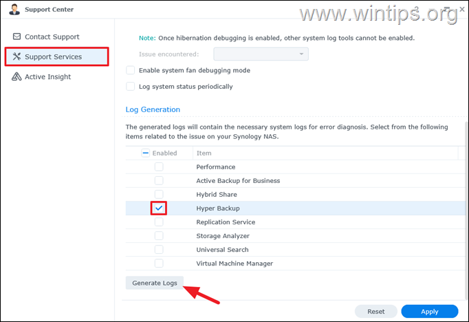 Registros detallados de Synology