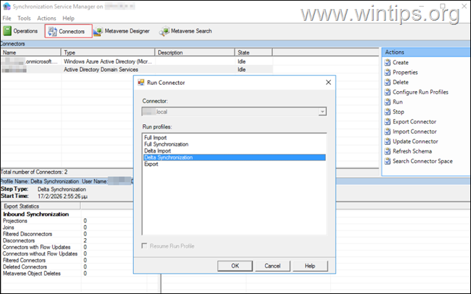 Administrador de servicios de sincronización de Azure AD Connect 