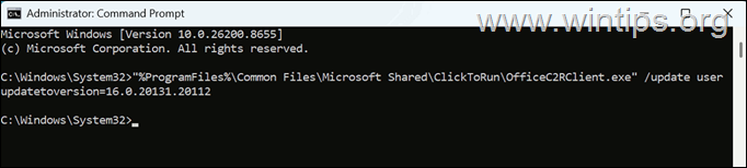 Actualice las aplicaciones de Microsoft 365 mediante el comando OfficeC2RClient.