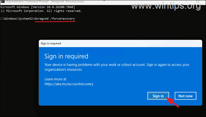 dsregcmd /forcerecovery