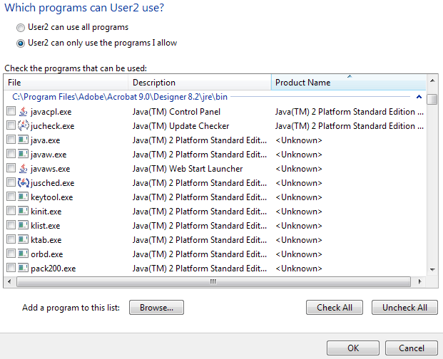 A list of programs
