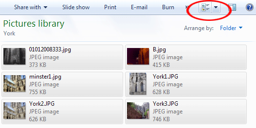 Changing views in Windows 7