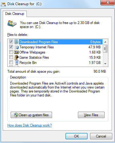 Disk Cleanup$0027s calculated free space
