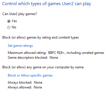 Games options