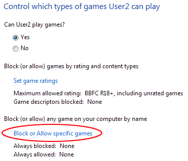 Block or allow specific games